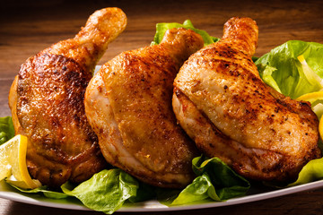 Grilled chicken legs and vegetables