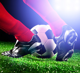 soccer ball on the football field
