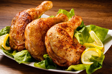 Grilled chicken legs and vegetables