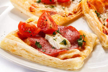 Mini pizza on white background