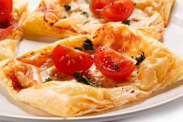 Mini pizza on white background