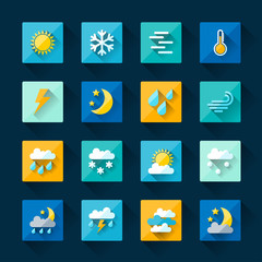 Weather icons set in flat design style.