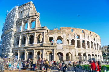 Naklejka premium Restoration of the Colosseum - Rome symbol