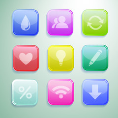 Colored transparent 3D icons