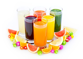Fresh and healthy fruit and vegetable juices