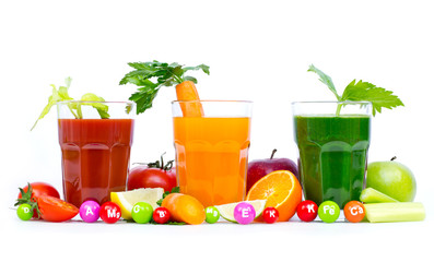 Fresh, organic fruit and vegetable juices