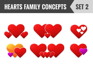 Hearts family concepts. Set 2. Vector illustration.