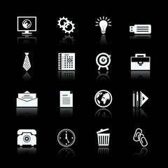 Business office supplies pictograms set