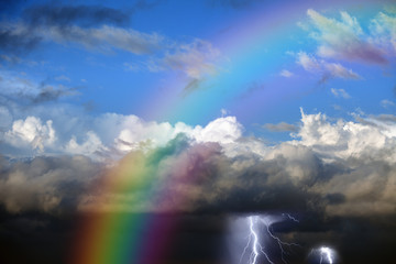 Rainbow in sky