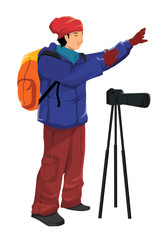 Silhouette illustration of an outdoor photographer