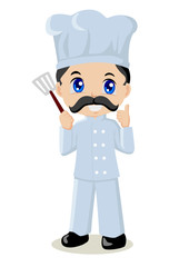 Cute cartoon illustration of a chef