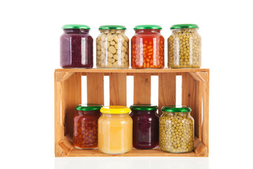 Wooden crate preserved vegetables