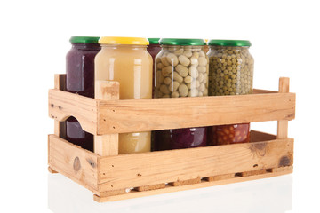 Wooden crate preserved vegetables