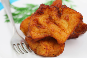 Fried cod, close up