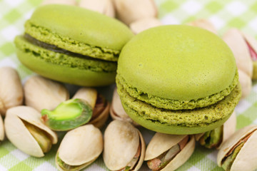 Pistachio macaroons, close up