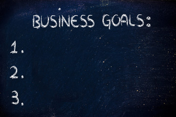Fototapeta na wymiar empty list of business goals