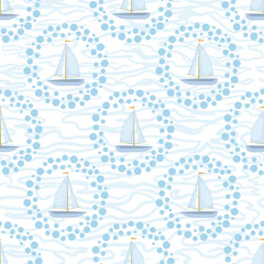 Seamless background, sailboats and waves