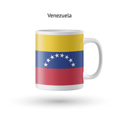 Venezuela flag souvenir mug on white background.