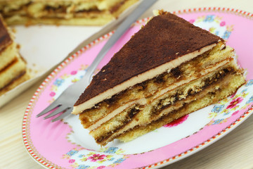 Tiramisu cake, close up