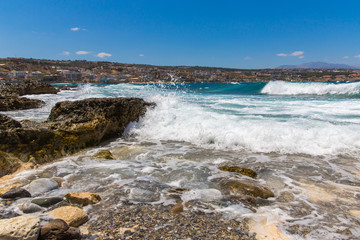City Rethymno on beach of Island Crete, Greece