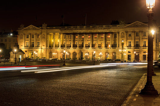 Large building on the Place de la Concorde at midnight