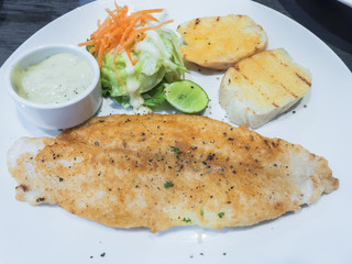 The sesoning fillet fish steak