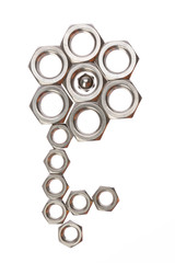 Blume aus Schraubenmuttern