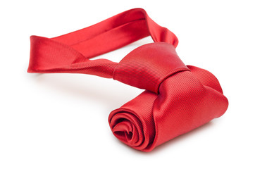 Red necktie close-up