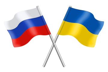 Flags: Ukraine and Russia