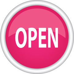 Круглый векторный знак с надписью OPEN