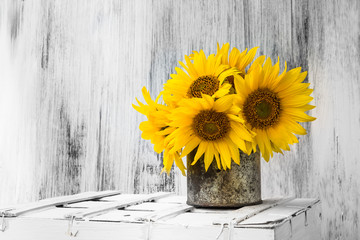 background still life flower sunflower wooden white vintage