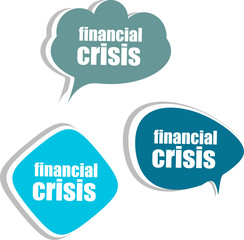 financial crisis. Set of stickers, labels, tags. infographics