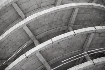 Abstract industrial gray concrete building under construction