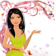 Fashion girl in floral for your design