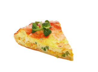 Piece of pie with cheese and vegetables