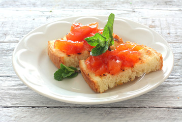 Toasts with fruit jam
