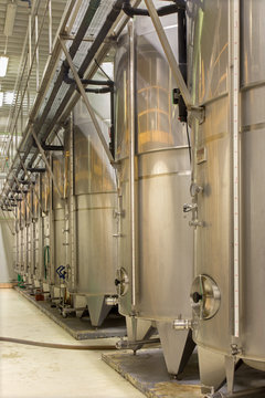 Indoor of wine manufacture - big cask for the fermentation