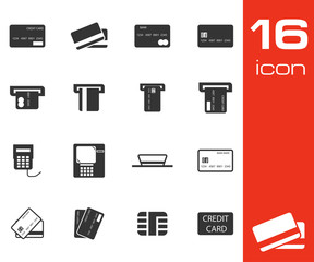 Vector black  credit cart  icons set