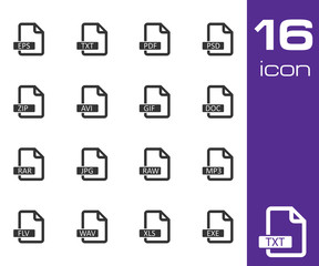 Vector black  file format  icons set