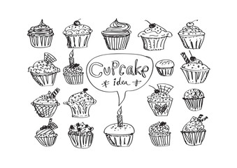 colorful delicious cupcakes vector illustration