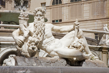 Palermo - Statue of fountain on Piazza Pretoria
