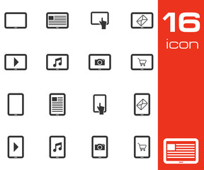 Vector black tablet icons set