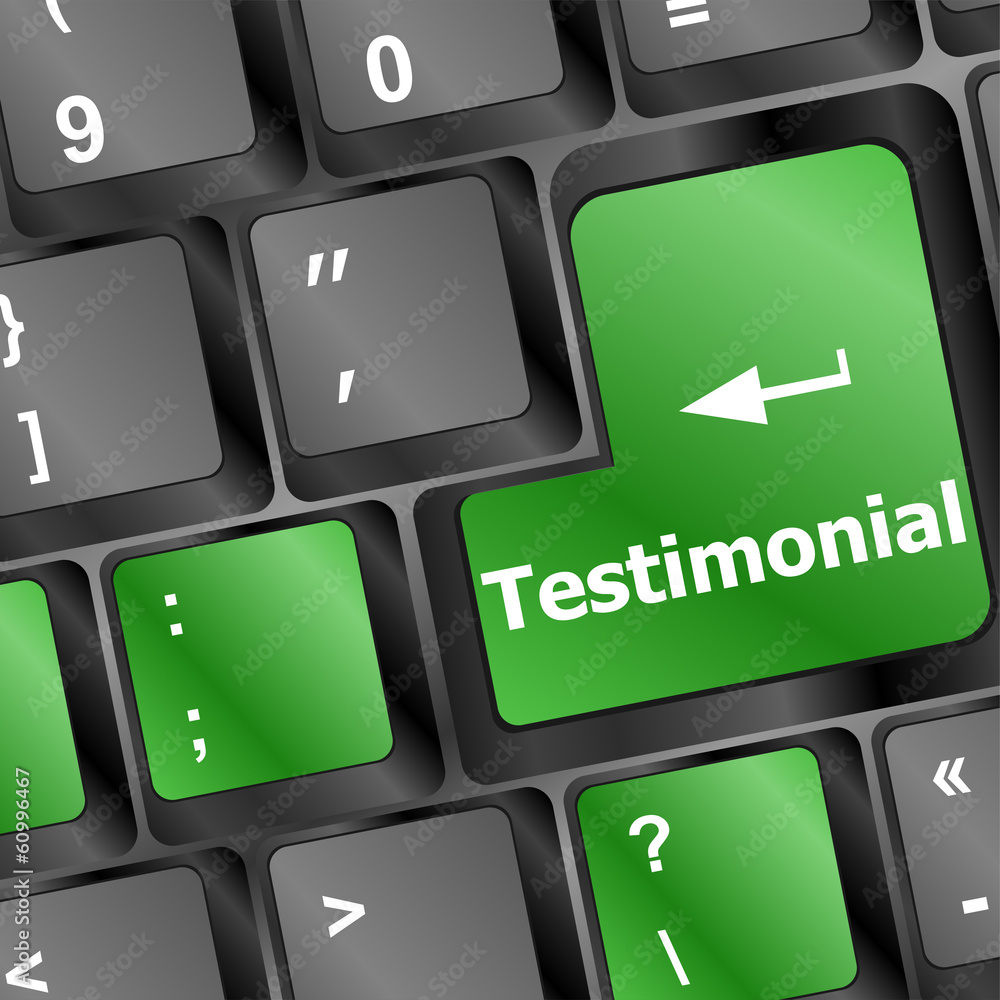 Poster testimonial button on keyboard key