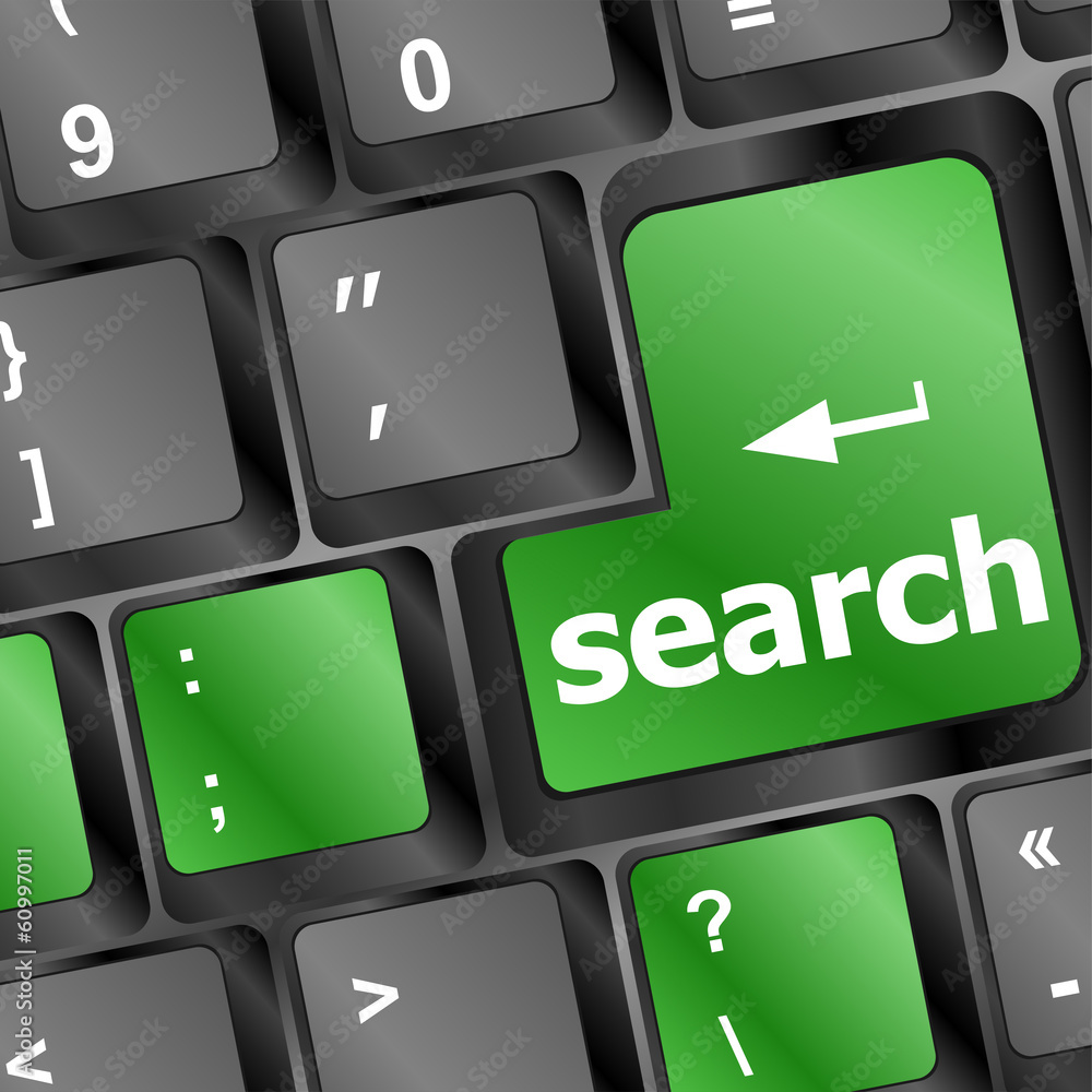 Poster internet search concept with search computer keyboard button