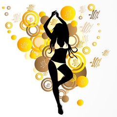 sexy girl silhouette with discount symbols