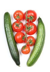 Green cucumber and tomatos