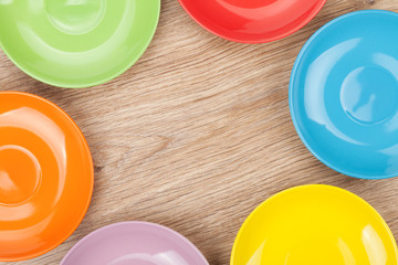 Colorful plates and saucers