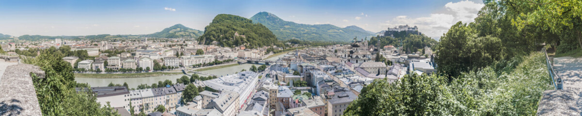 Fototapeta na wymiar Salzburg skyline as seen from the Monchsberg viewpoint, Austria