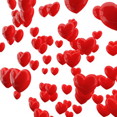 Red hearts on white background.