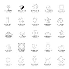 Diamond Icons Set - Isolated On White Background